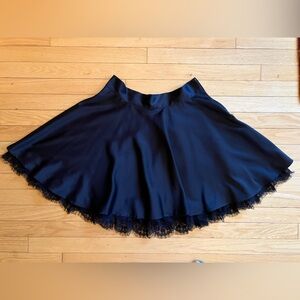 Forever 21 Black Satin Ruffled Skater Mini Skirt